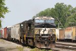 NS 4359 & 1825 lead train P80 up the yard lead